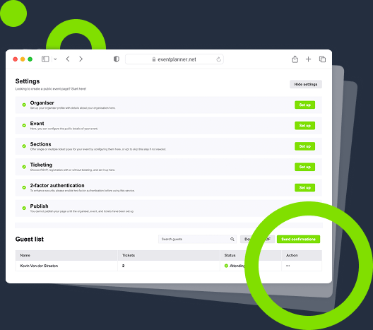 Screenshot der Ticketing-Oberfläche für Veranstaltungen