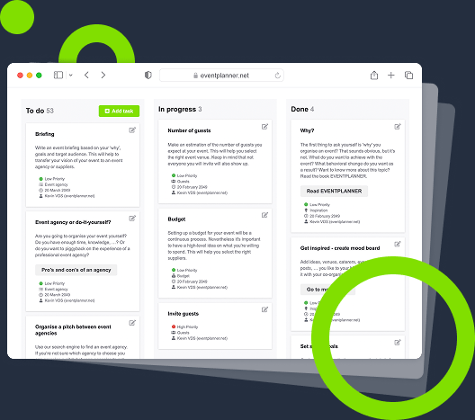 Benutzeroberfläche für Veranstaltungs-Projektmanagement