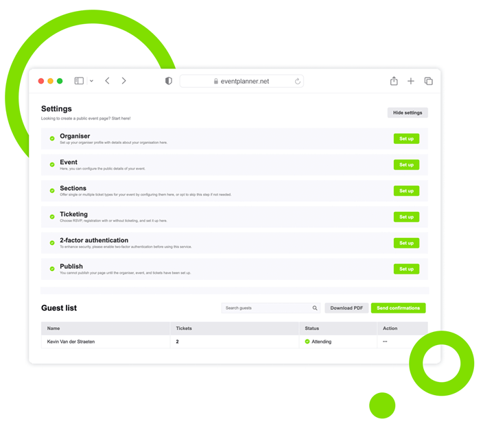 Interaktives Dashboard für Veranstaltungs-Ticketing zeigt Ticketverwaltungsschnittstelle an.