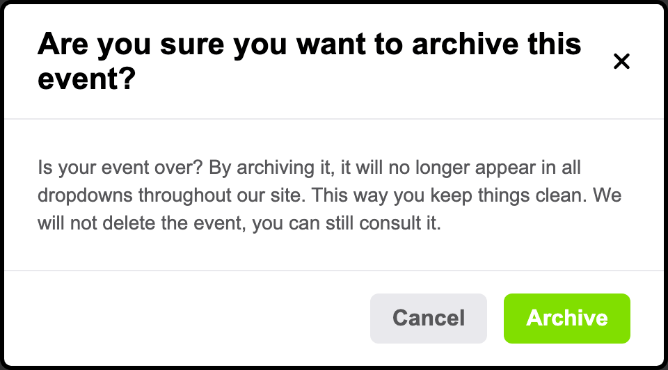Eine Veranstaltung archivieren