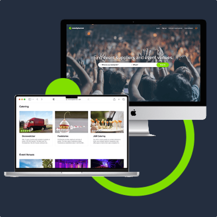 Screenshot der Website und Suchmaschine eventplanner.net.